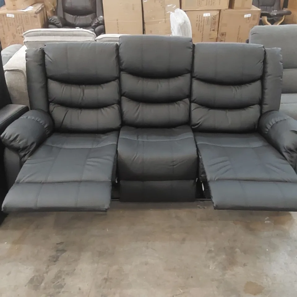 QUALITY DESIGNER FAUX LEATHER MANUAL RECLINING SOFA