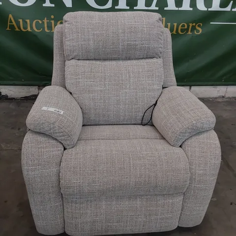 QUALITY BRITISH DESIGNER G PLAN KINGSBURY POWER RECLINING EASY CHAIR BEACH CARAMEL FABRIC