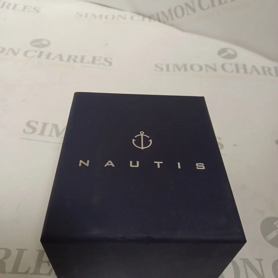BOXED NAUTIS STAINLESS STEEL WATER RESISTANT BLACK AND BLUE WATCH