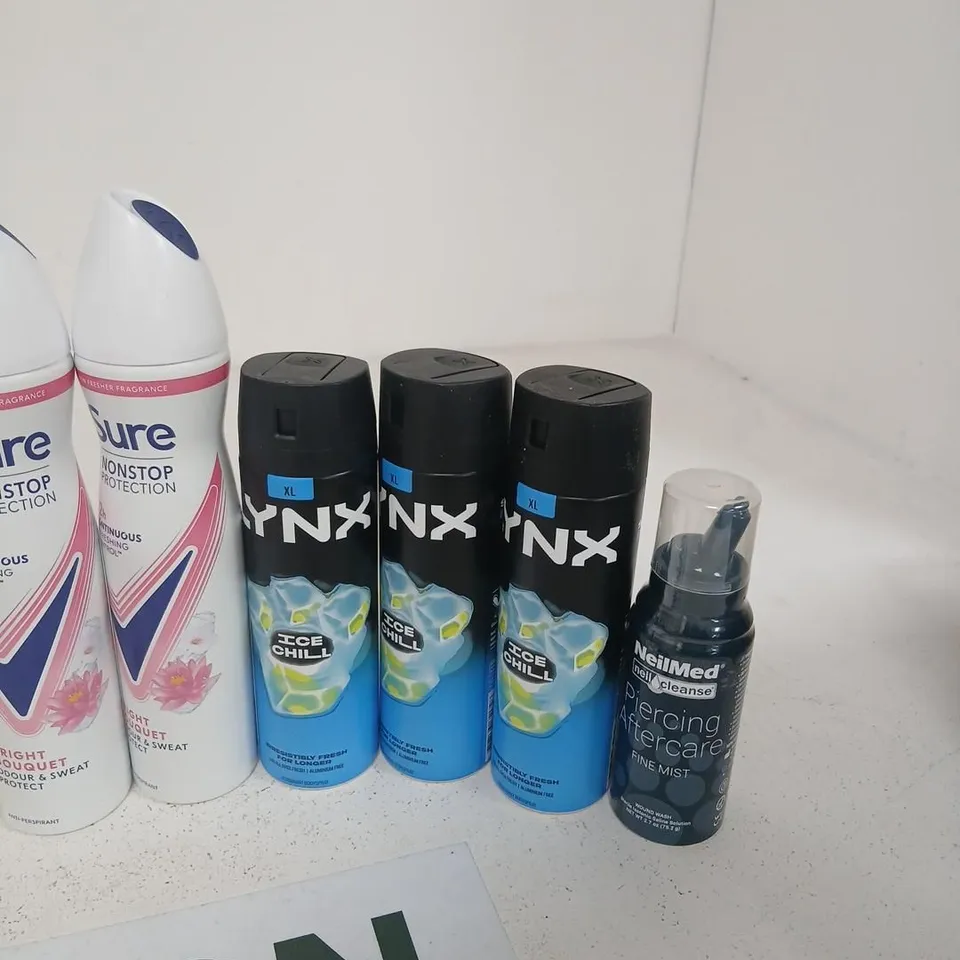 APROXIMATELY 20 ASSORTED AEROSOL SPRAYS TO INCLUDE; ASSORTED HEALTH & BEAUTY AEROSOL SPRAYS & AFTERCARE LOT