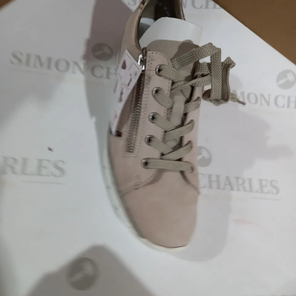 PAIR OF REIKER BEIGE TRAINER WEDGES - SIZE 4