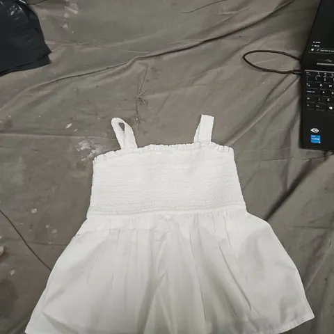 WHITE SMOCKED STRAP DRESS, X SMALL (XS) – WOMEN'S CLOTHING