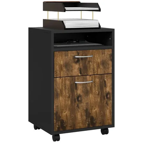 BOXED HOMCOM FILING CABINET, MOBILE FILE CABINET WITH 2 LOCKABLE DRAWERS, OFFICE HOME ORGANISER ON WHEELS (1 BOX)