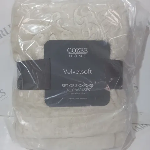 BOXED COZEE HOME VELVETSOFT SET OF 2 OXFORD PILLOWCASES IN SAND