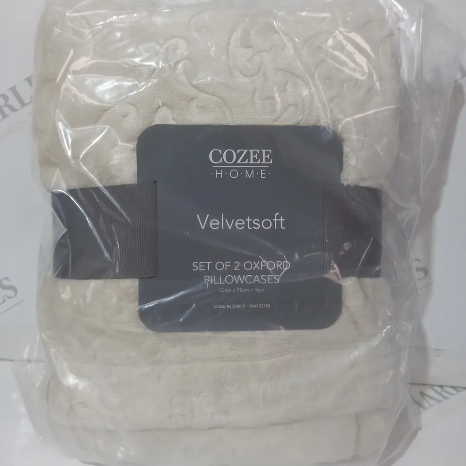 BOXED COZEE HOME VELVETSOFT SET OF 2 OXFORD PILLOWCASES IN SAND