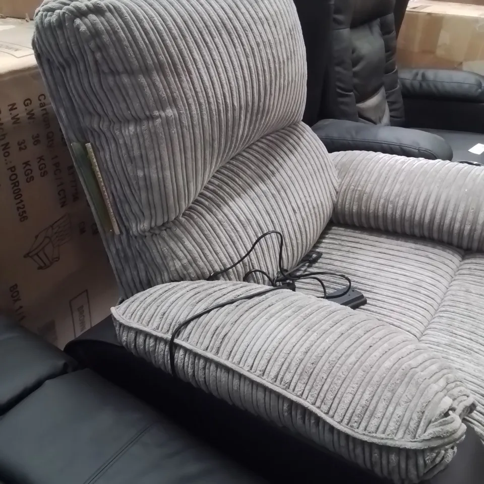 DESIGNER FABRIC AND FAUX LEATHER POWER RECLINER CHAIR 