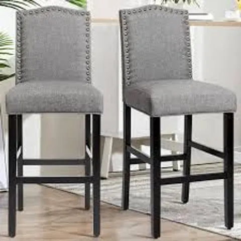 BOXED COSTWAY GREY BAR STOOL SET OF 2