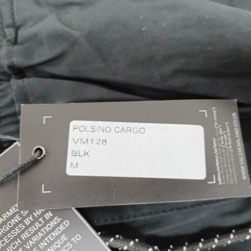 VALERE MILANO BLACK LOGO CARGO PANTS- MEDIUM