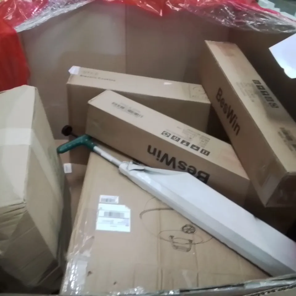 PALLET OF ASSORTED HOUSEHOLD GOODS AND PRODUCTS TO INCLUDE;BEACH TENT,FLOATING SHELVES,LAUNDRY HAMPER