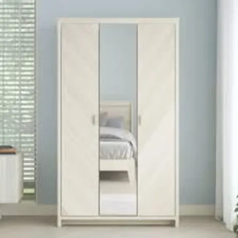 BOXED KIMBERLEY 3 DOOR MANUFACTURED WOOD WARDROBE - WHITE (2 BOXES)
