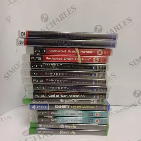 15 X ASSORTED VIDEO GAMES FOR VARIOUS CONSOLES TO INCLUDE SAINTS ROW THE THIRD, CALL OF DUTY INFINITE WARFARE, FIFA 18 ETC