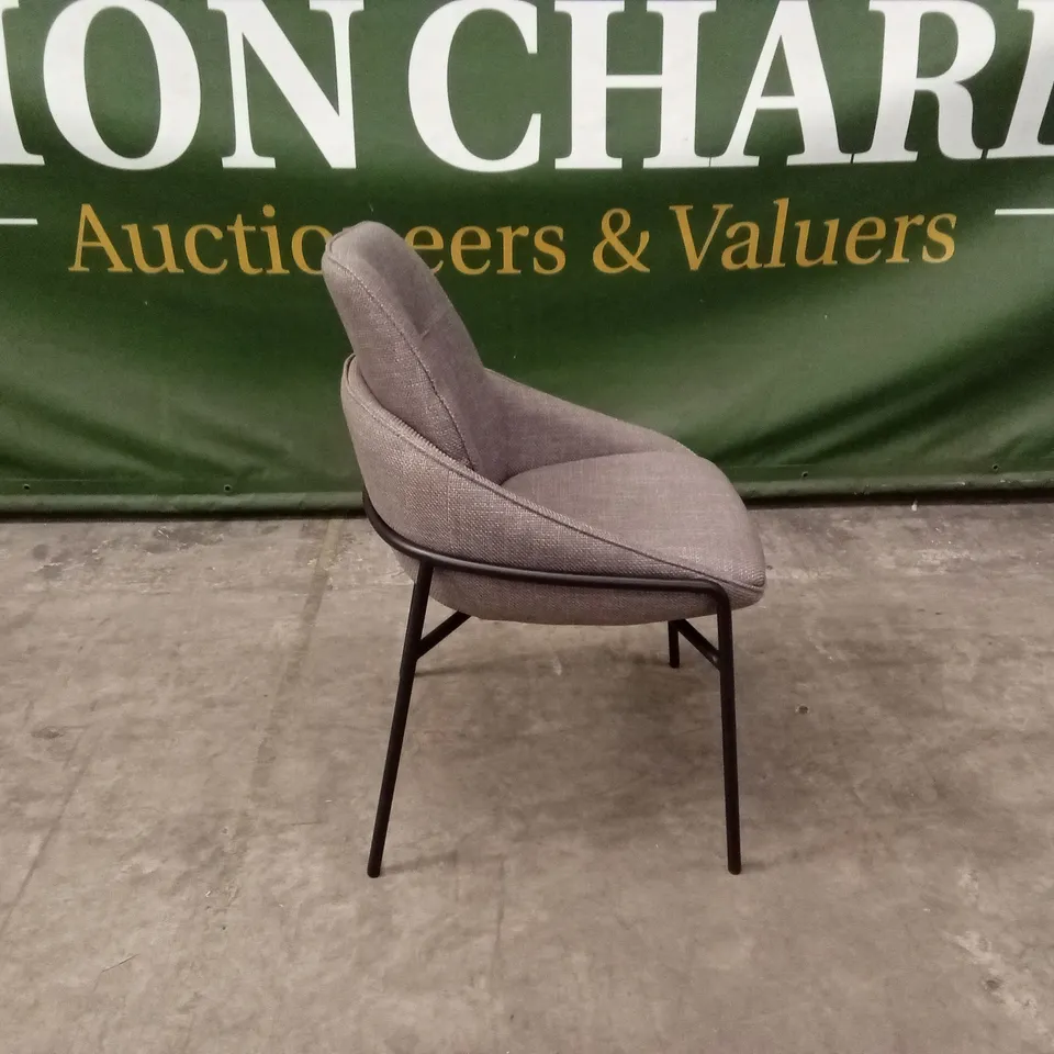 QUALITY DESIGNER FABRIC UPHOLSTERED DINING CHAIRS WITH METAL LEGS