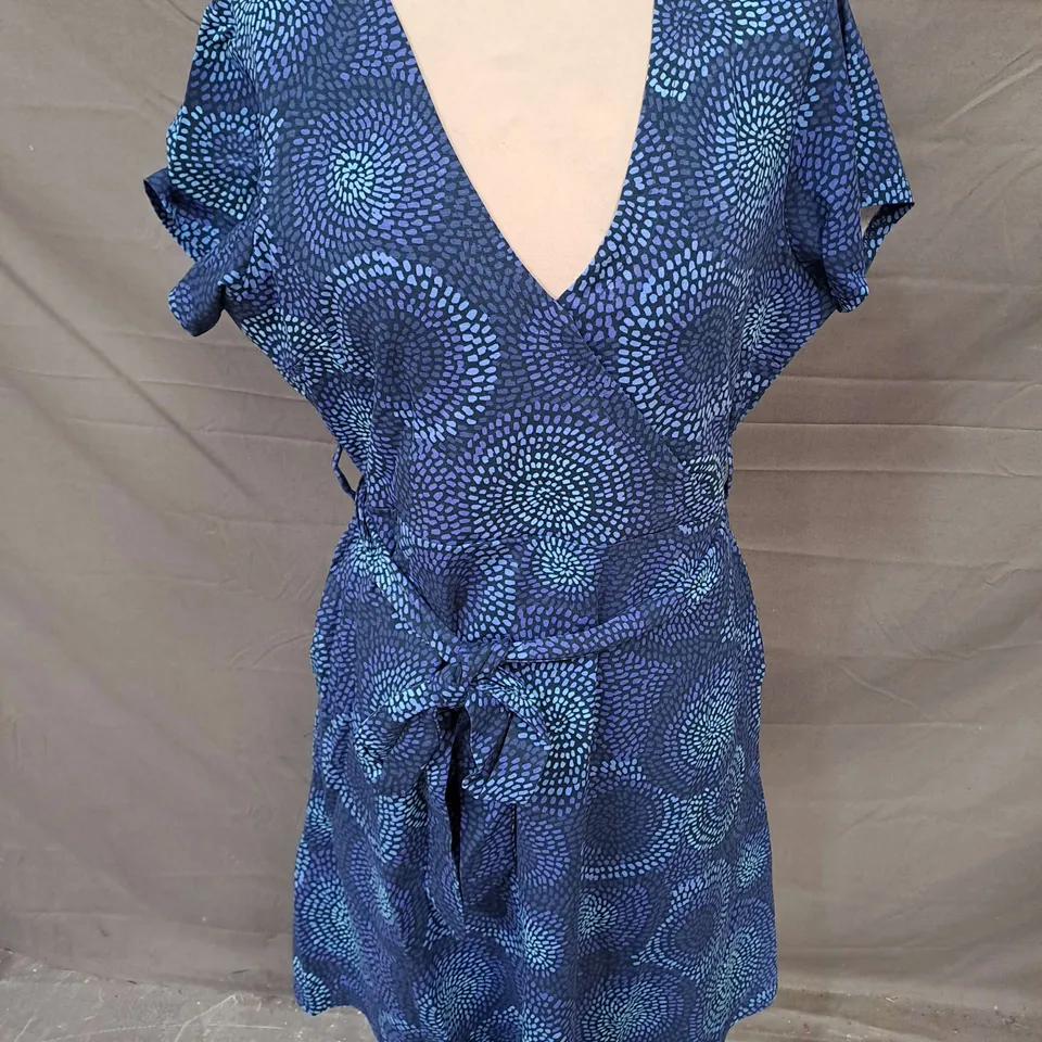 MOUNTAIN WAREHOUSE SANTORINI PRINTED WRAP DRESS IN INDIGO SIZE 14