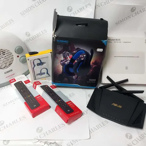 APPROXIMATELY 8 ASSORTED ELECTRICAL PRODUCTS TO INCLUDE; ONE FOR ALL REMOTES, KOMC HEADPHONES AND THREE 4G ROUTER
