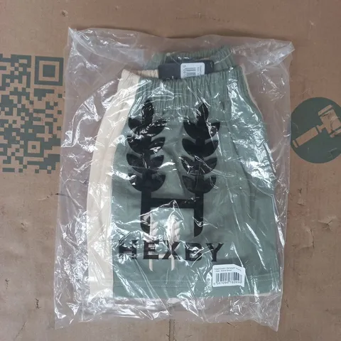 BAGGED HEXBY HARLEQUIN SHORTS IN SAGE/CREAM SIZE XS