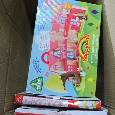 BOX OF APPROXIMATELY 10 ASSORTED TOYS INCLUDING PLAY FOOD MEGA SET , BOOM BAT SET AND BUBBLE SWORD