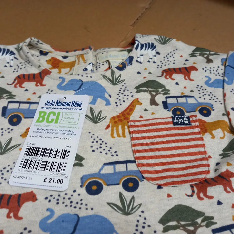 JOJO MAMAN BEBE SAFARI PRINT DRESS - 3-4 YRS