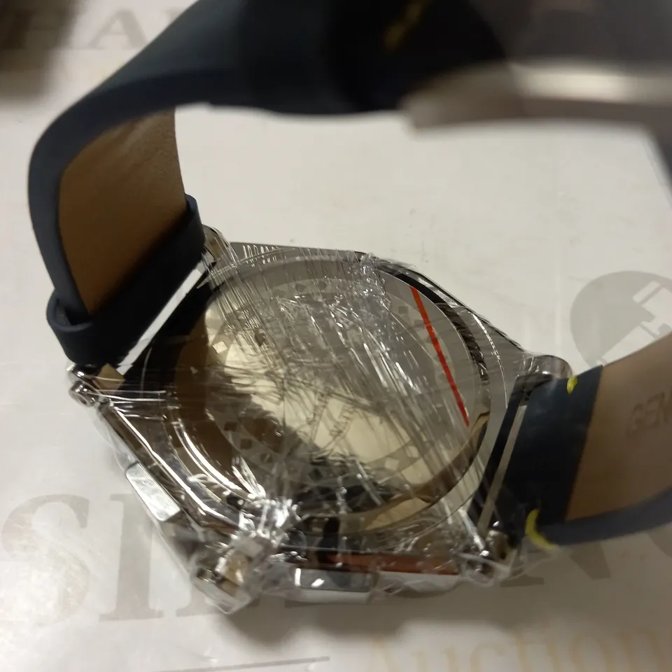 LATOR CALIBRE BLUE & YELLOW DIAL SUEDE LEATHER STRAP WATCH RRP £635