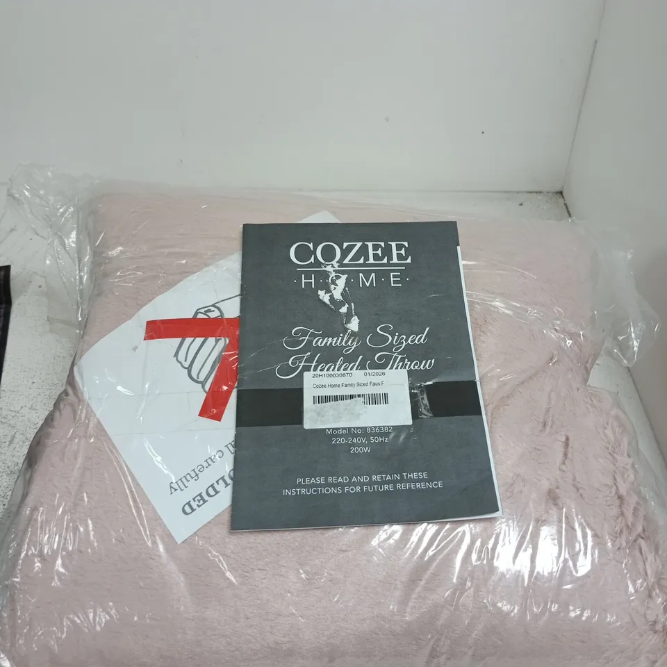 COZEE HOME FAMILY SIZED FAUX FUR & VELVETSOFT HEATED THROW UNBOXED