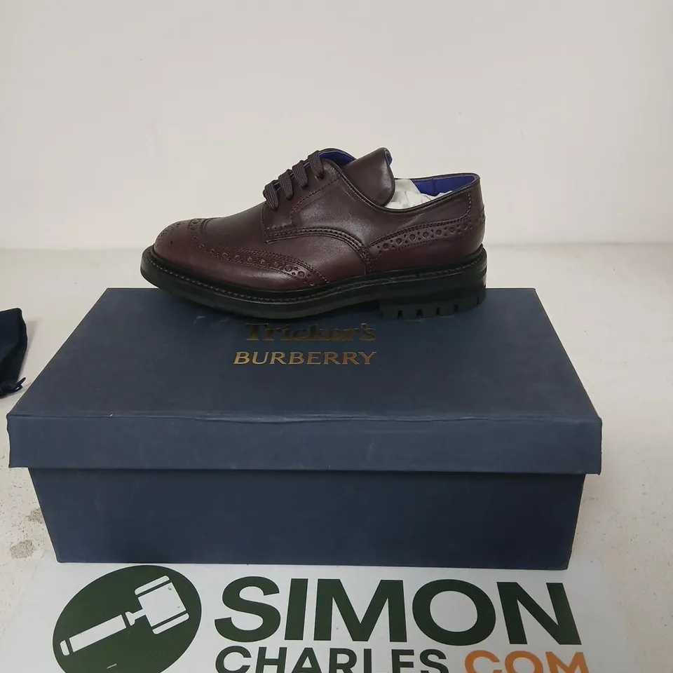 BURBERRY X TRICKER'S DERBY SHOES – AUBERGINE LEATHER, UK 5