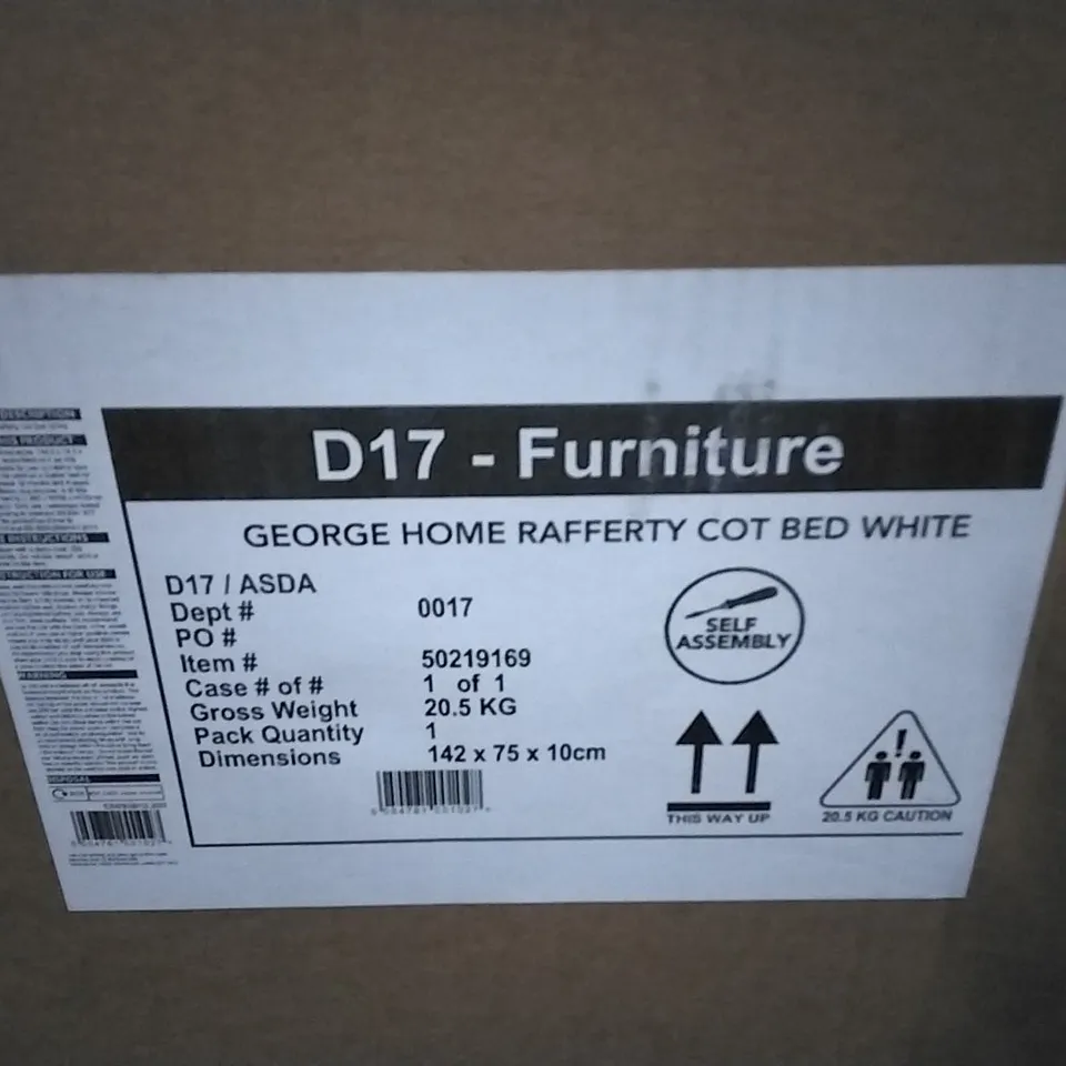 BOXED RAFFERTY COT BED IN WHITE - 1OF1