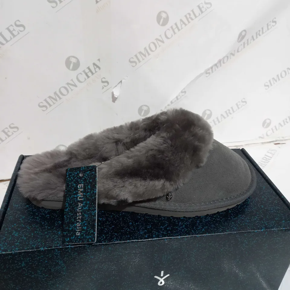 BOXED EMU NEST JOLIE SHEEPSKIN SLIPPERS, CHARCOAL - SIZE 7