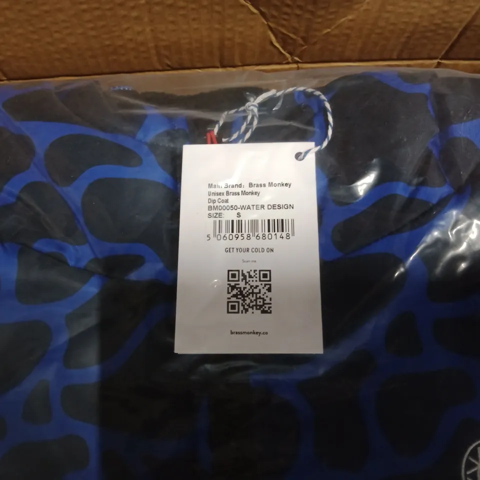 BRAND NEW BAGGED BRASS MONKEY UNISEX DIP COAT- WATER DESIGN - BM00050 // SIZE: S