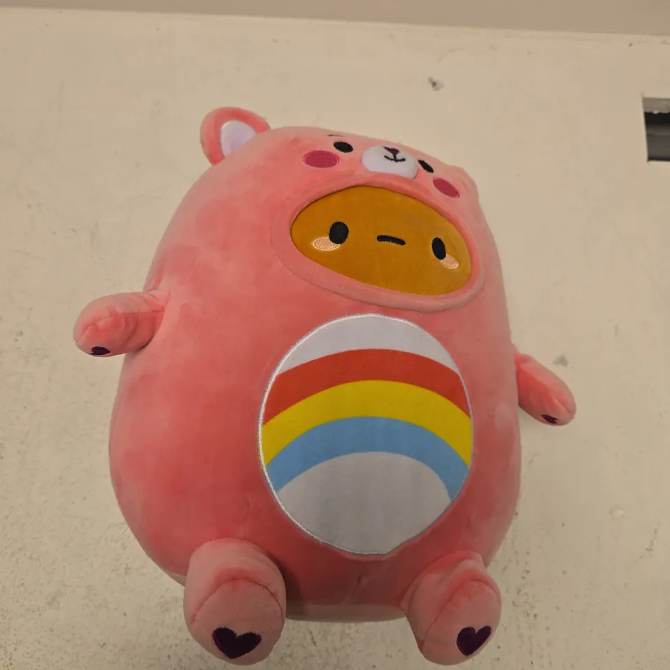 SMOKO PLUSH TOY – PINK ROUNDED BEAR WITH RAINBOW BELLY