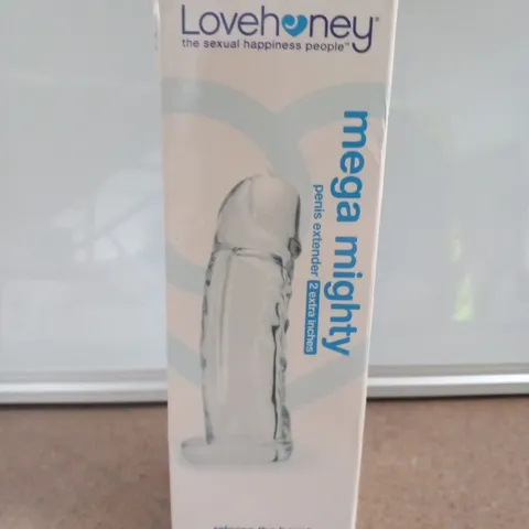 BOXED LOVEHONEY MEGA MIGHTY PENIS EXTENDER EXTRA TWO INCHES