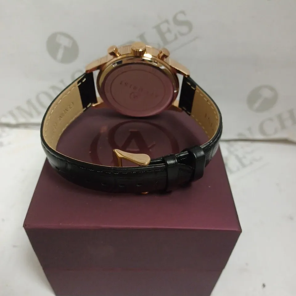 BOXED ACCURIST GENTS CHRONOGRAPH WATCH WITH GENUINE LEATHER STRAP - JAPAN MOVEMENT - 5 ATM. 