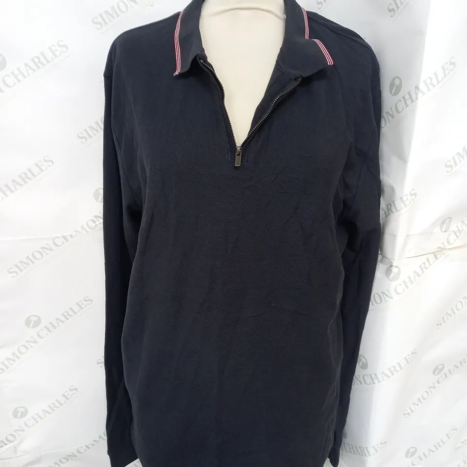 LARSSON & CO LONG SLEEVE 1/4 COTTON SHIRT IN NAVY SIZE M