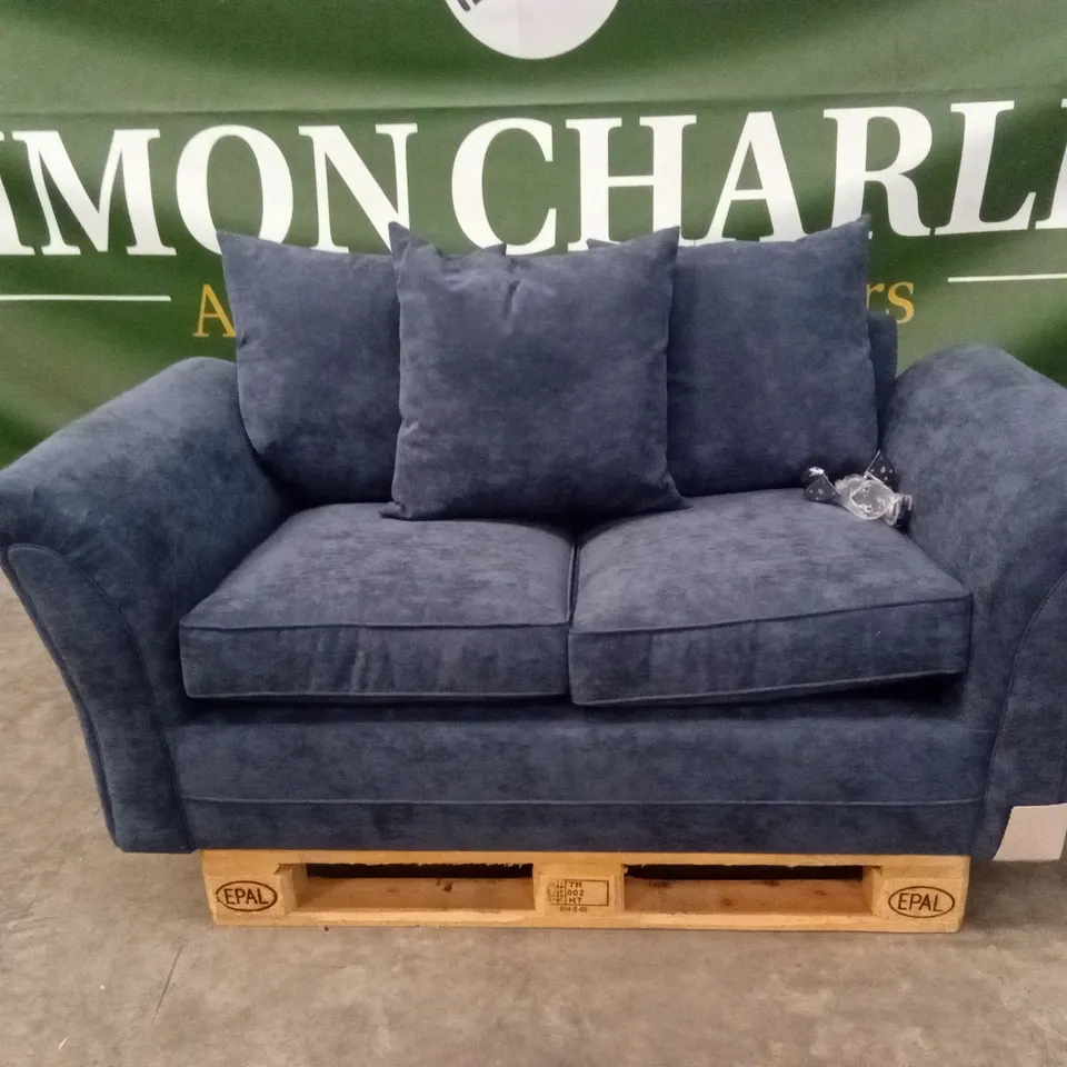 DURY FABRIC 2 SEATER SCATTER BACK SOFA - BLUE RRP £479