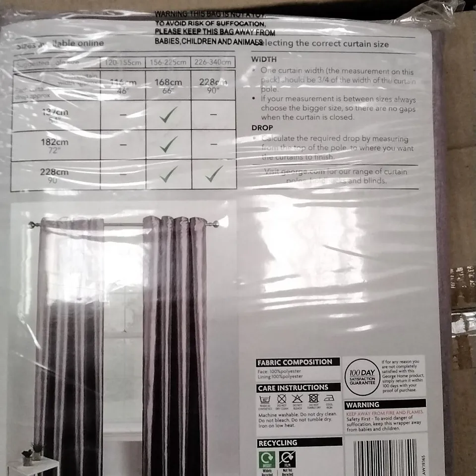 BOX OF 4 BRAND NEW EYELET FAUX SILK CURTAINS MAUVE 168 X 228CM