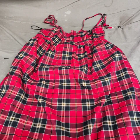 ROWENA CHECK STRAP MAXI DRESS – RED (LG)