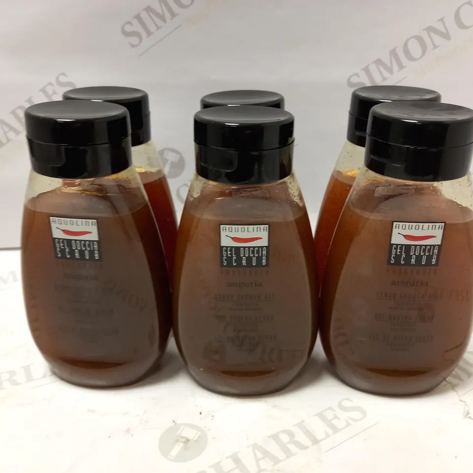 LOT OF 6 X 300ML AQUOLINA SCRUB SHOWER GEL - WATERMELON