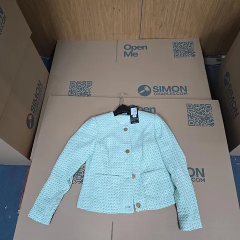 BOX OF APPROXIMATELY 14 ASSORTED CLOTHING ITEMS TO INCLUDE: EMRECO GREEN BUTTONED JACKET 