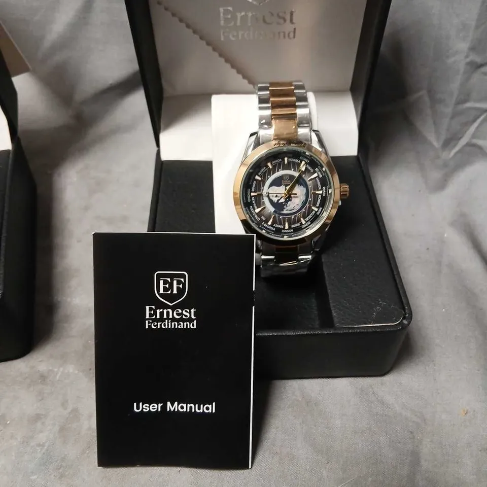 ERNEST FERDINAND MEN'S WRISTWATCH – TWO-TONE BRACELET, BOXED