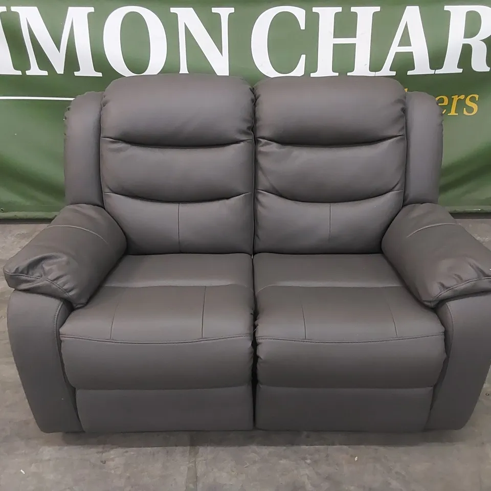 DESIGNER 2 SEATER LEATHER UPHOLSTERED MANUAL RECLINER SOFA