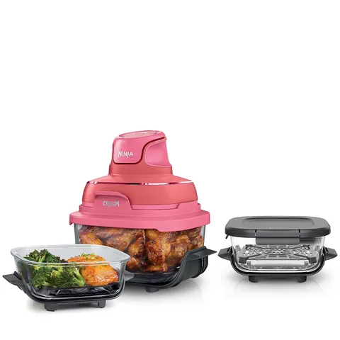 NINJA CRISPI 4-IN-1 GLASS PORTABLE AIR FRYER WITH ADDITIONAL 2X 1.4L CONTAINERS
