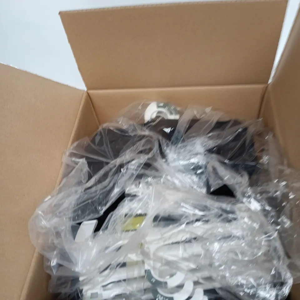 BOX OF APPROXIMATELY 12 BLACK MID RISE SHORTS IN ASSORTED SIZES