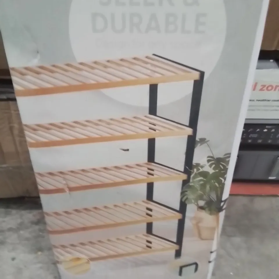 BOXED KEPLIN 5 TIER SHOE RACK -BLACK-NATURAL