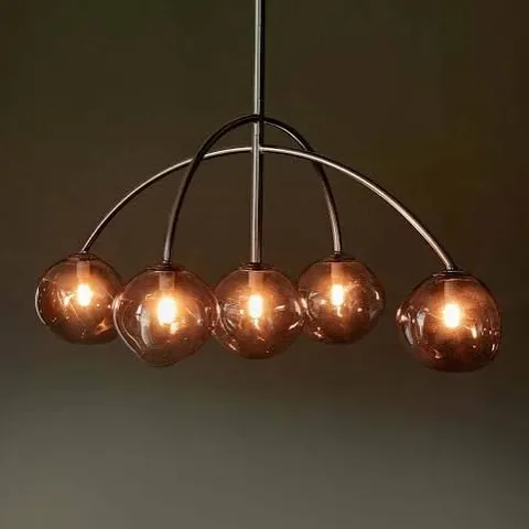 BOXED DANETTI AXEL 5 BULB PENDANT LIGHT - SMOKED GLASS WITH MATT BLACK