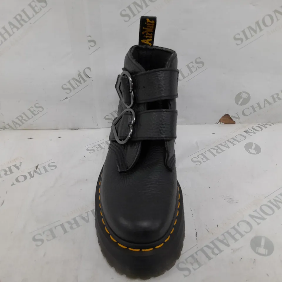 PAIR OF DR MARTENS HEART BUCKLE RAISED BOOTS IN BLACK - UK 5