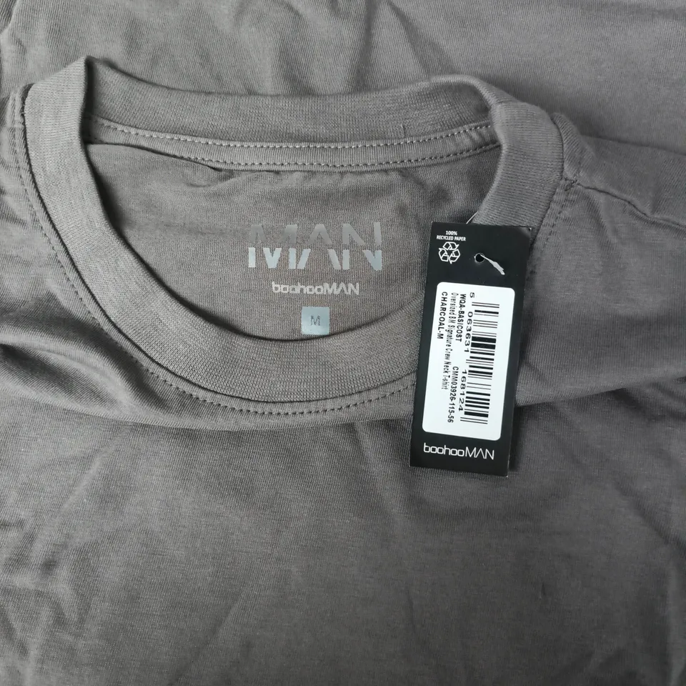 BOOHOOMAN MEN'S T-SHIRT – GREY – UK MEDIUM (M)