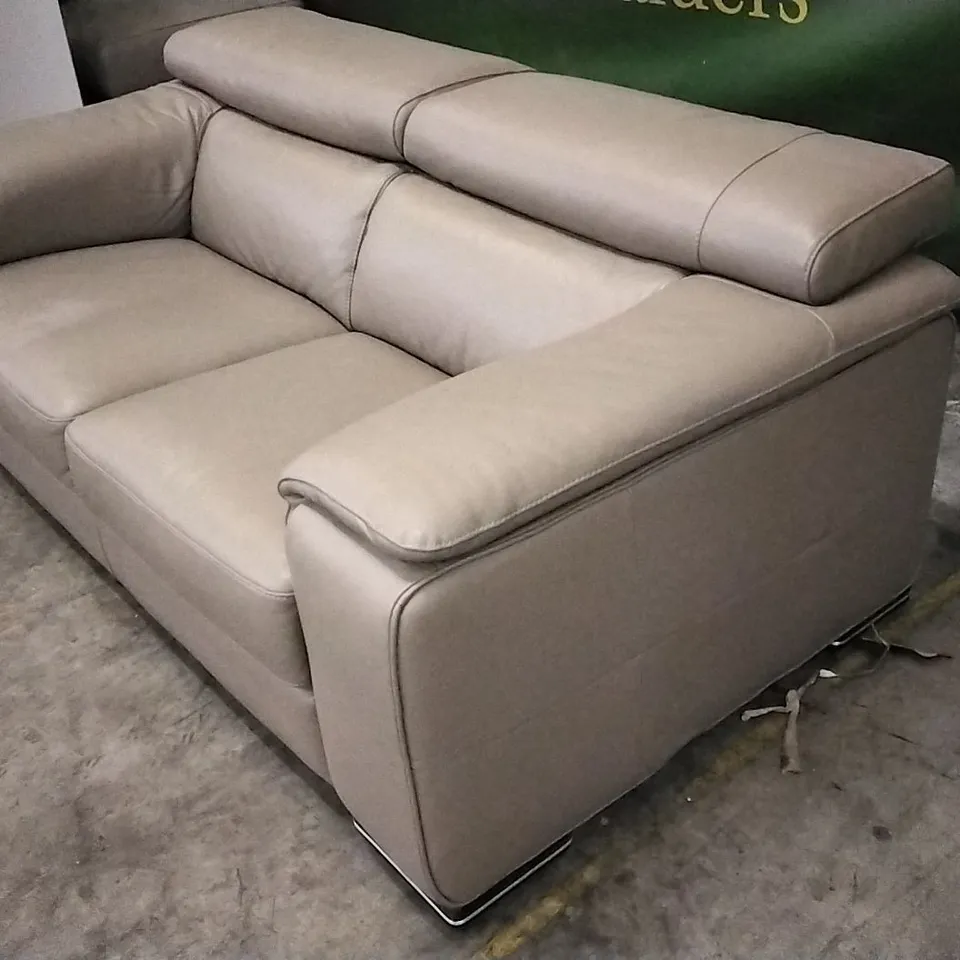 QUALITY ITALIAN DESIGNER MELO LOVESEAT MUD LEATHER