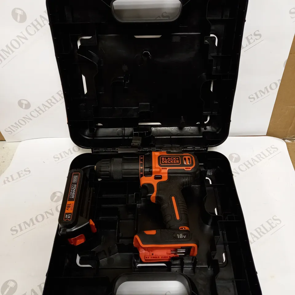 BLACK+DECKER 18 V CORDLESS 2-GEAR COMBI HAMMER DRILL POWER TOOL 