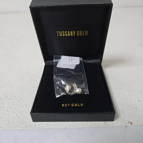 TUSCANY GOLD 9CT GOLD FRESH WATER PEARL EAR RINGS IN BLACK BOX
