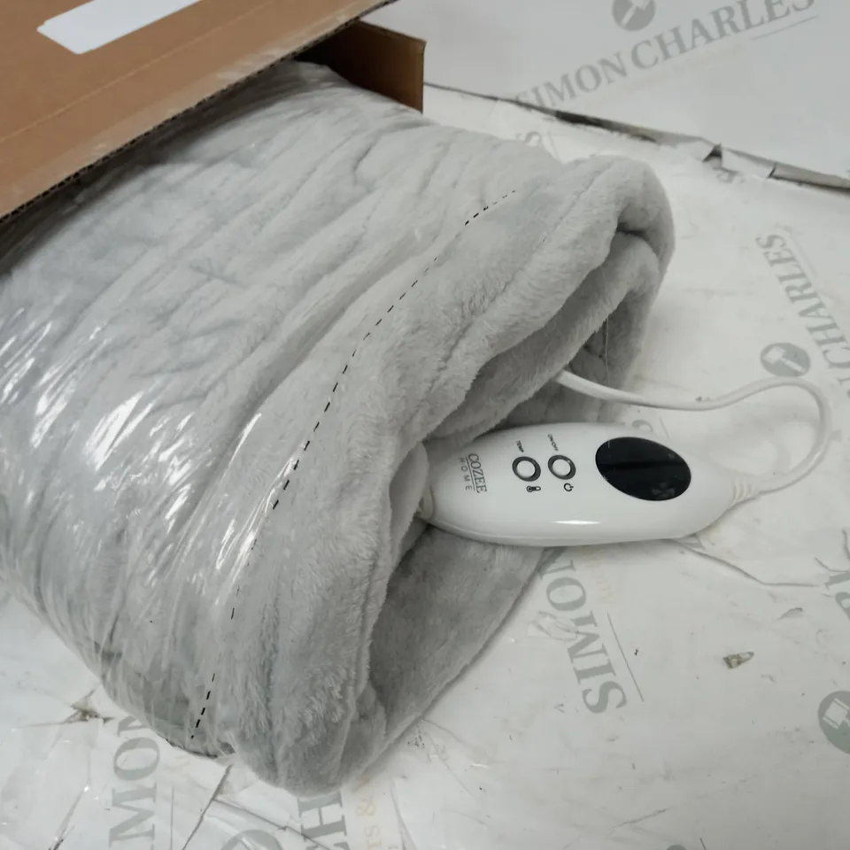 COZEE HOME HEATED BLANKET IN LIGHT GREY
