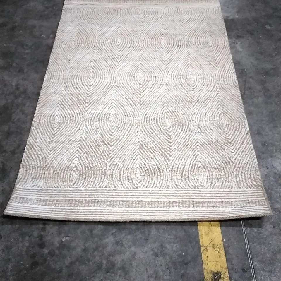 COLE HANDMADE TUFTED WOOL IVORY ARE RUG APPROXIMATELY 180X120CM 