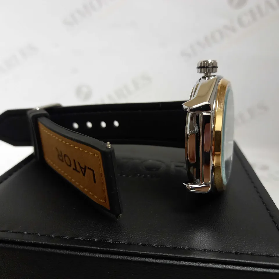 LATOR CALIBRE BROWN TWO-TONE DIAL RUBBER STRAP WRISTWATCH RRP £640